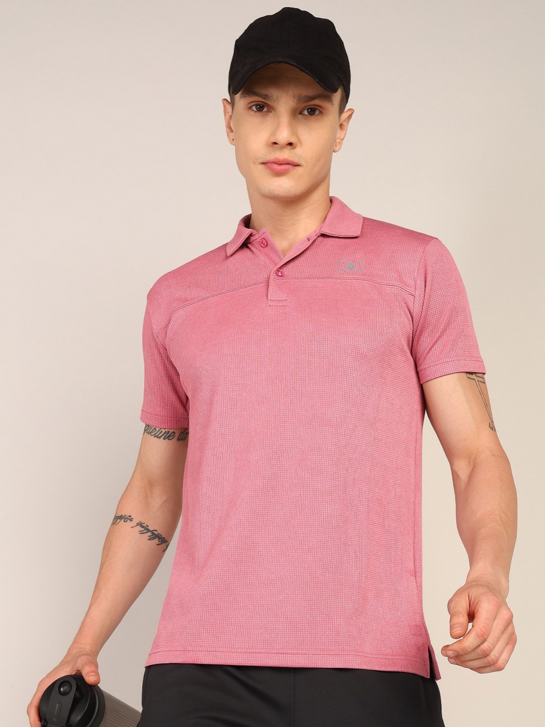 

Golden Kite Men Polo Collar Pockets T-shirt, Pink