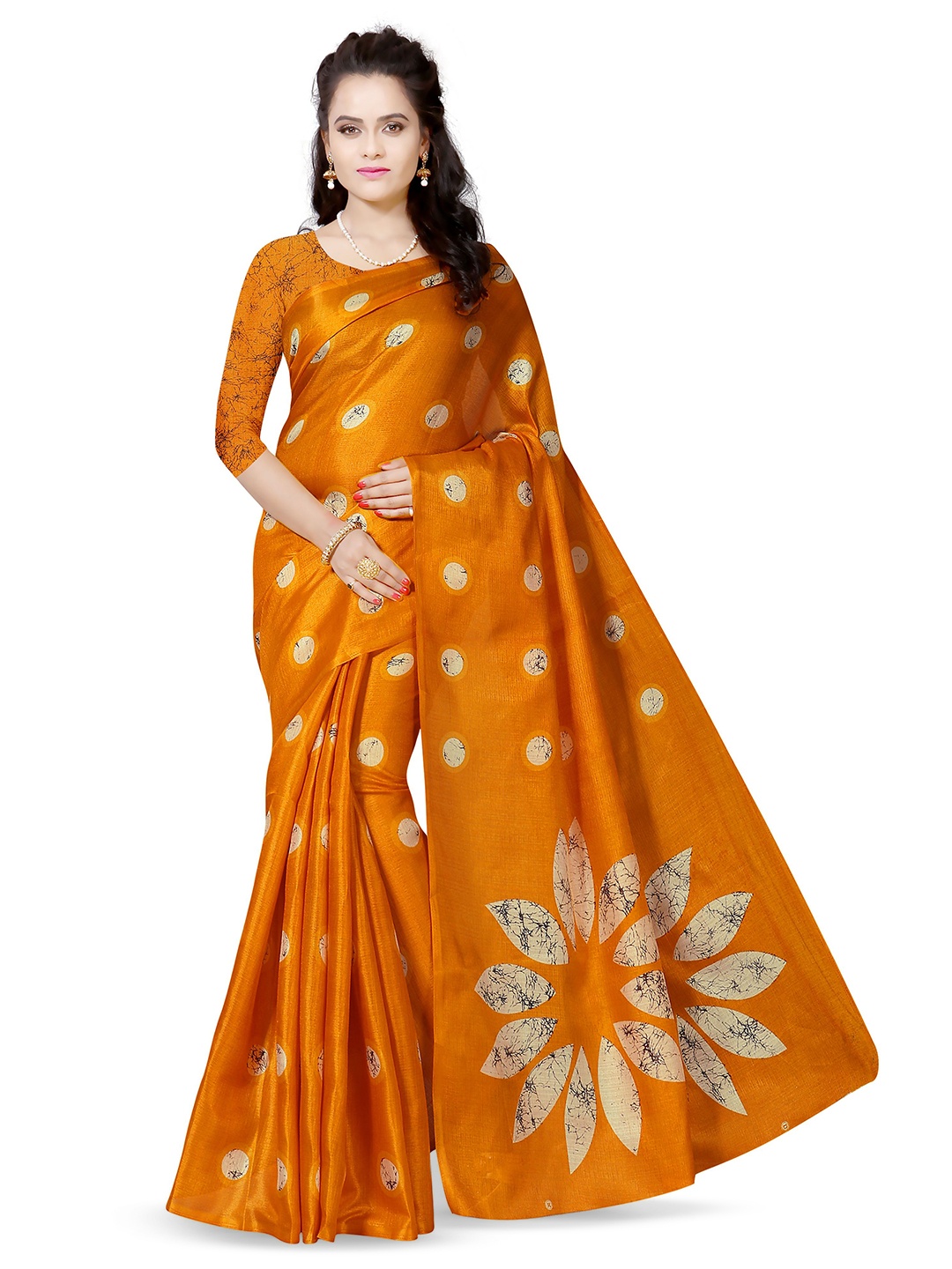 

RUNAYA NX Women Polka Dot Printed Saree, Orange