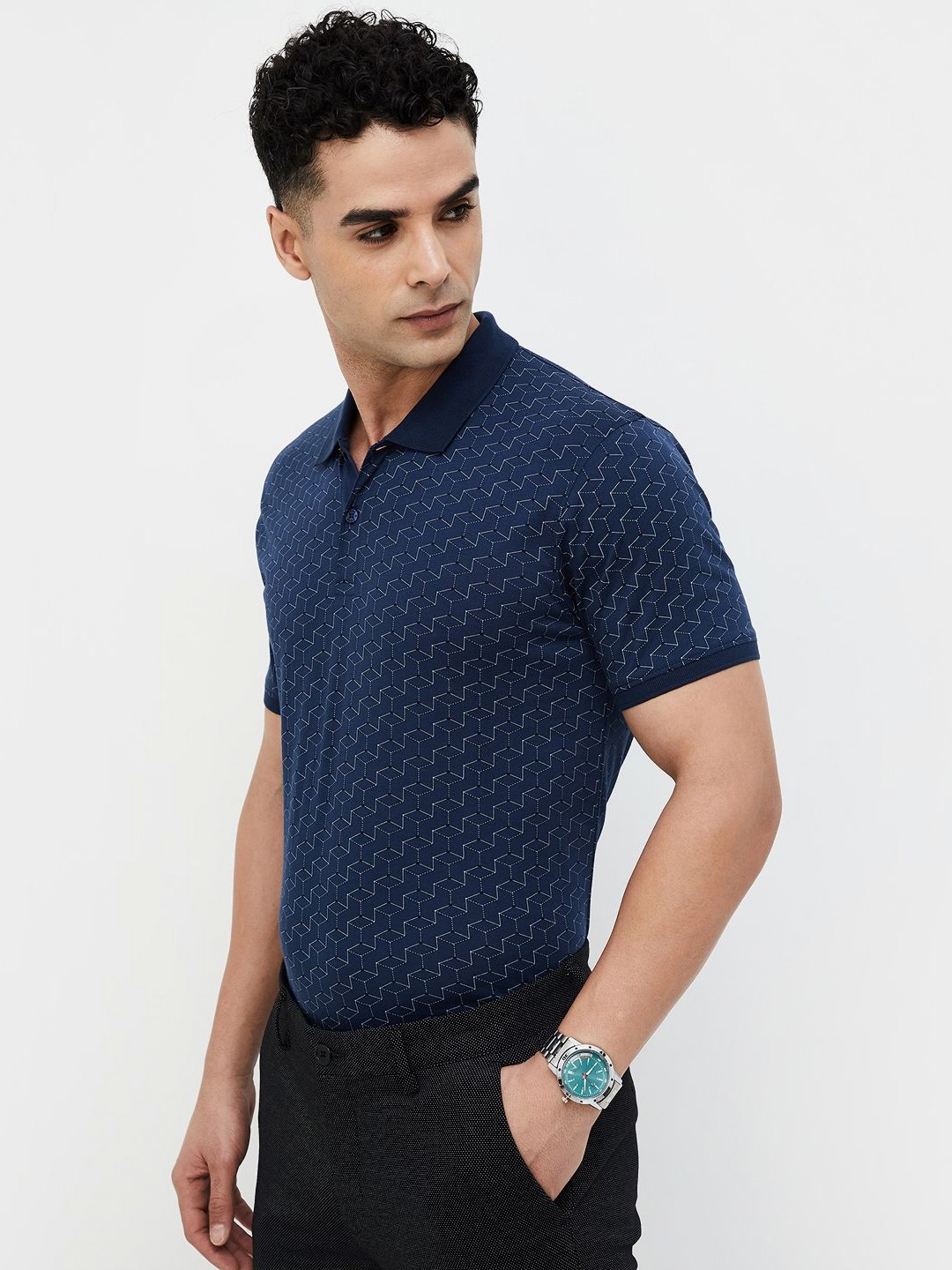 

CODE by Lifestyle Men Mandarin Collar Ethnic Pockets T-shirt, Blue