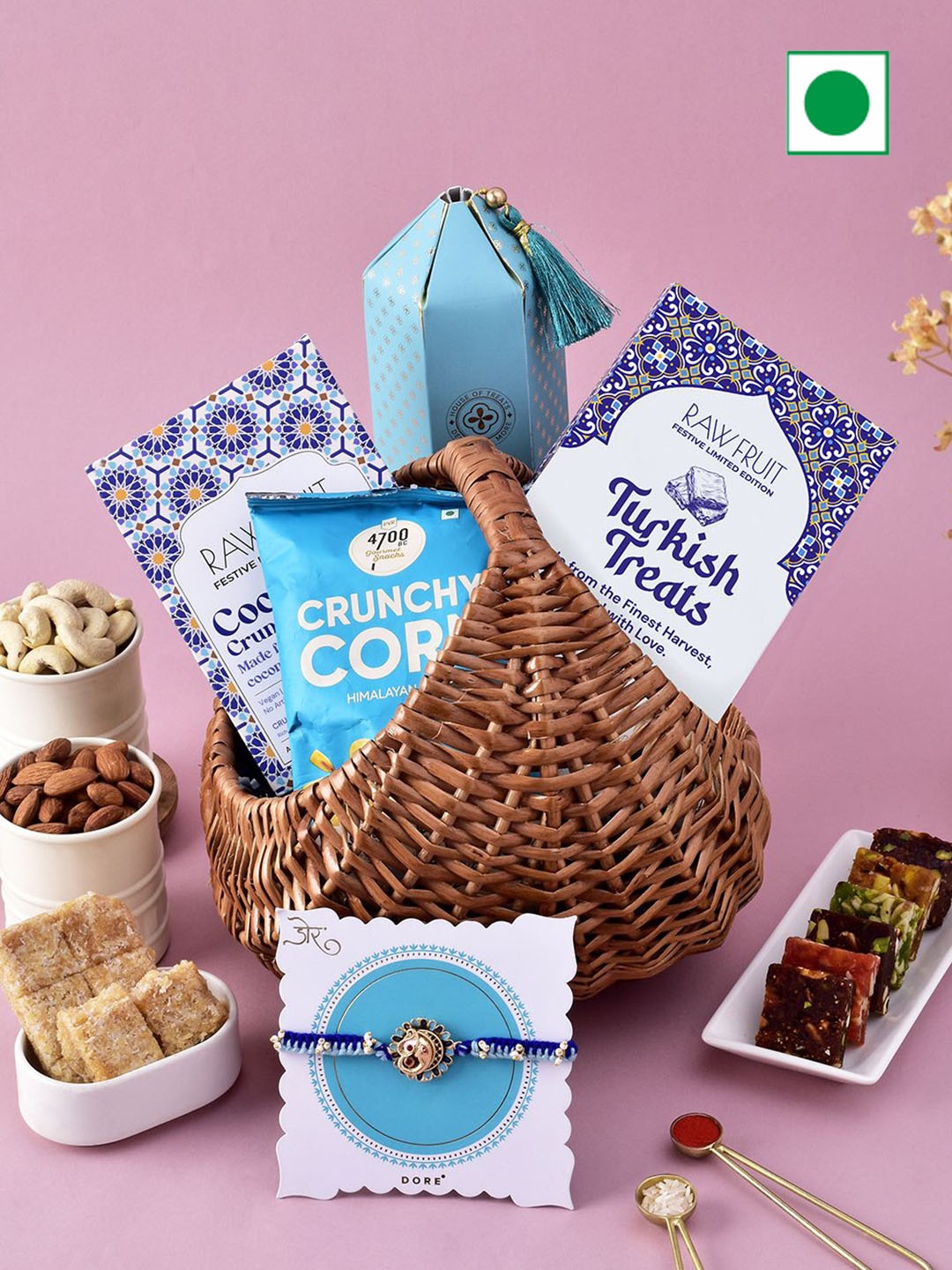 

Hyperfoods Rakhi with Cookies & Sweet Assorted Gift Set, Brown
