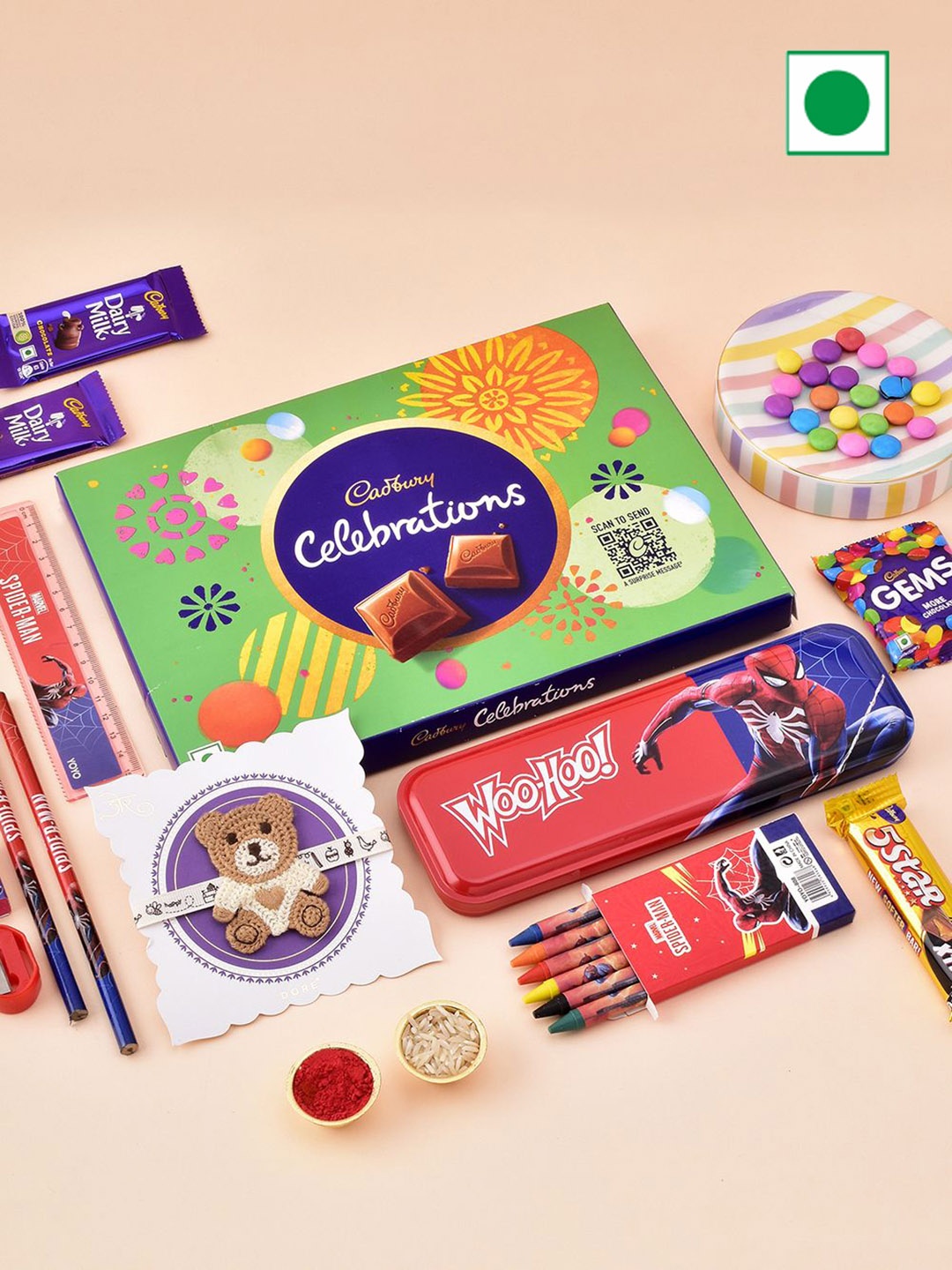 

Hyperfoods Rakhi with Chocolate Assorted Gift Set, Red