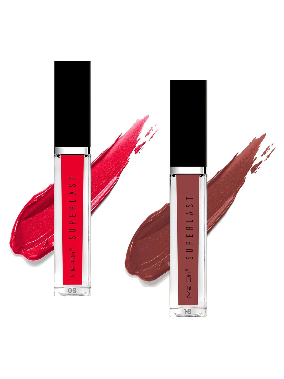 

ME-ON Set of 2 Superlast Long Lasting Lip Gloss 6 ml each - Shade 03 & 18, Red
