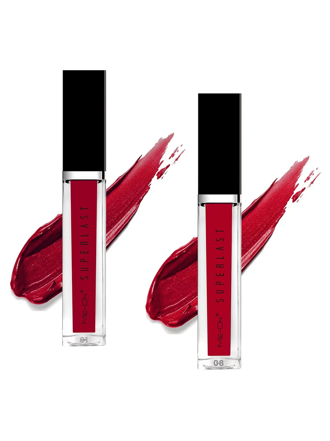 

ME-ON Set Of 2 Superlast Waterproof Matte Liquid Lip Gloss 6ml Each - Shade 01 & 08, Red