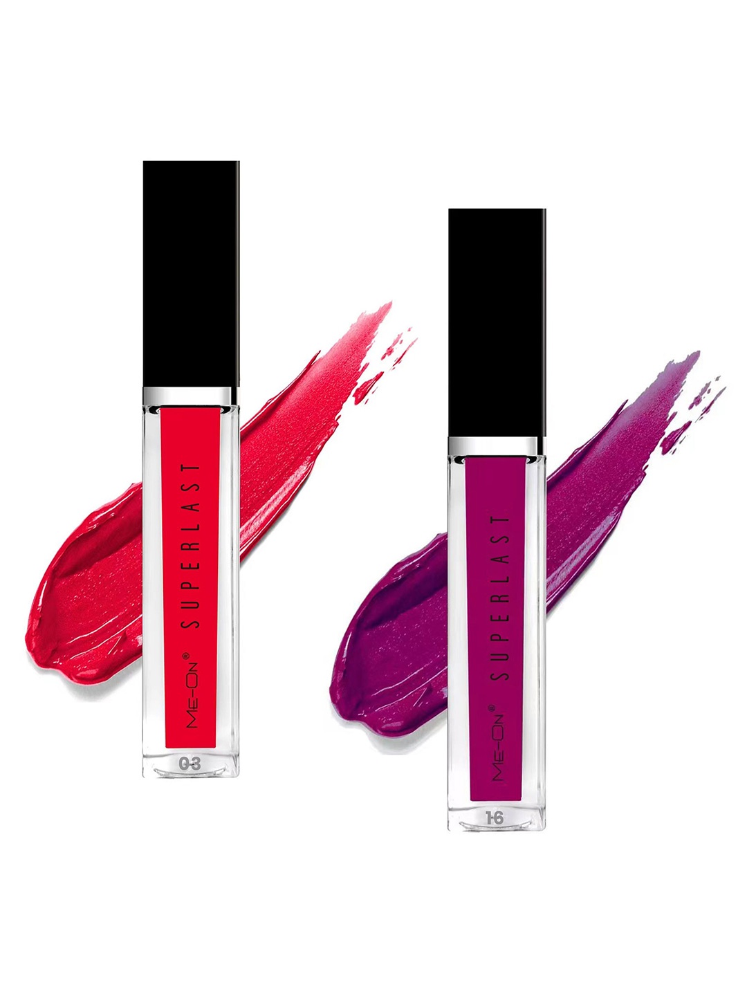 

ME-ON Set Of 2 Superlast Waterproof Matte Liquid Lip Gloss 6ml Each - Shade 03 & 16, Red