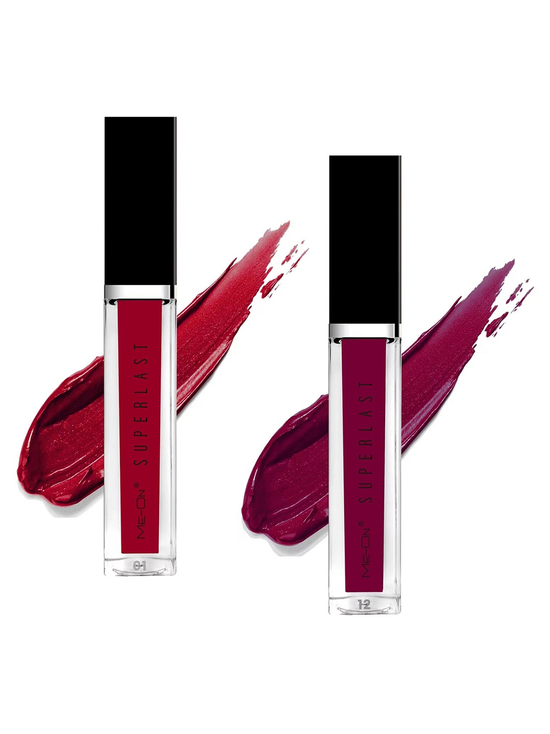 

ME-ON Set Of 2 Superlast Waterproof Matte Liquid Lip Gloss 6ml Each - Shade 01 & 12, Red