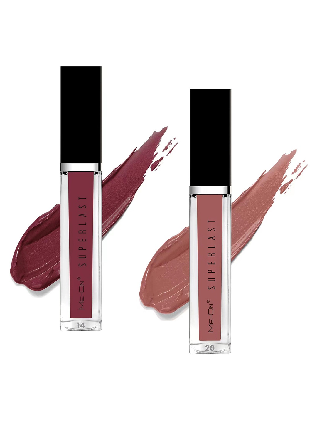 

ME-ON Set Of 2 Superlast Waterproof Matte Liquid Lip Gloss 6ml Each - Shade 14 & 20, Nude
