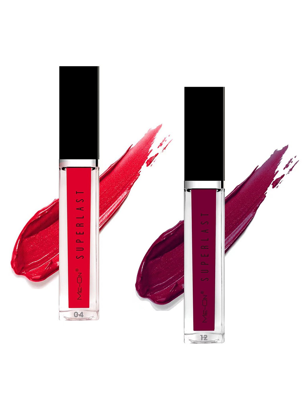 

ME-ON Superlast Set Of 2 Matte Liquid Lipstick -Shade 04-12, Red
