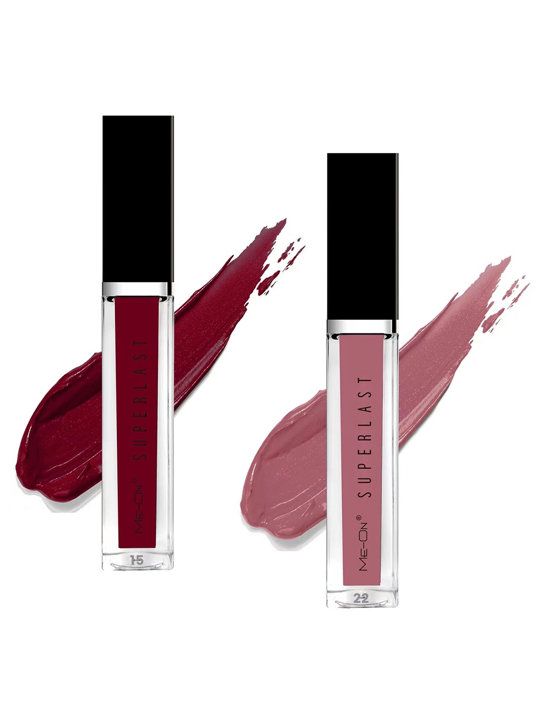 

ME-ON Set Of 2 Superlast Waterproof Matte Liquid Lip Gloss 6ml Each - Shade 15 & 22, Maroon