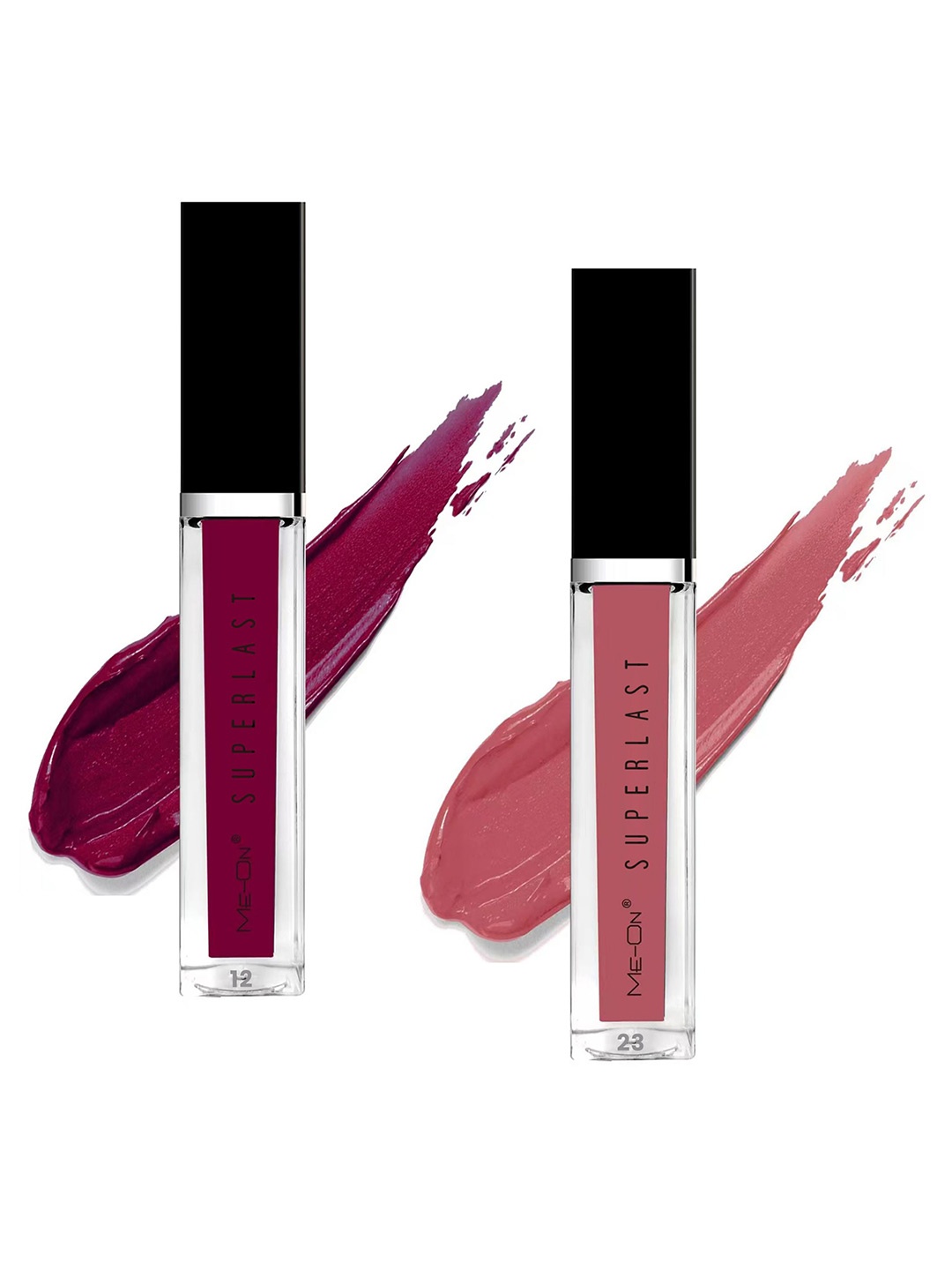 

ME-ON Set Of 2 Superlast Waterproof Matte Liquid Lip Gloss 6ml Each - Shade 12 & 23, Purple