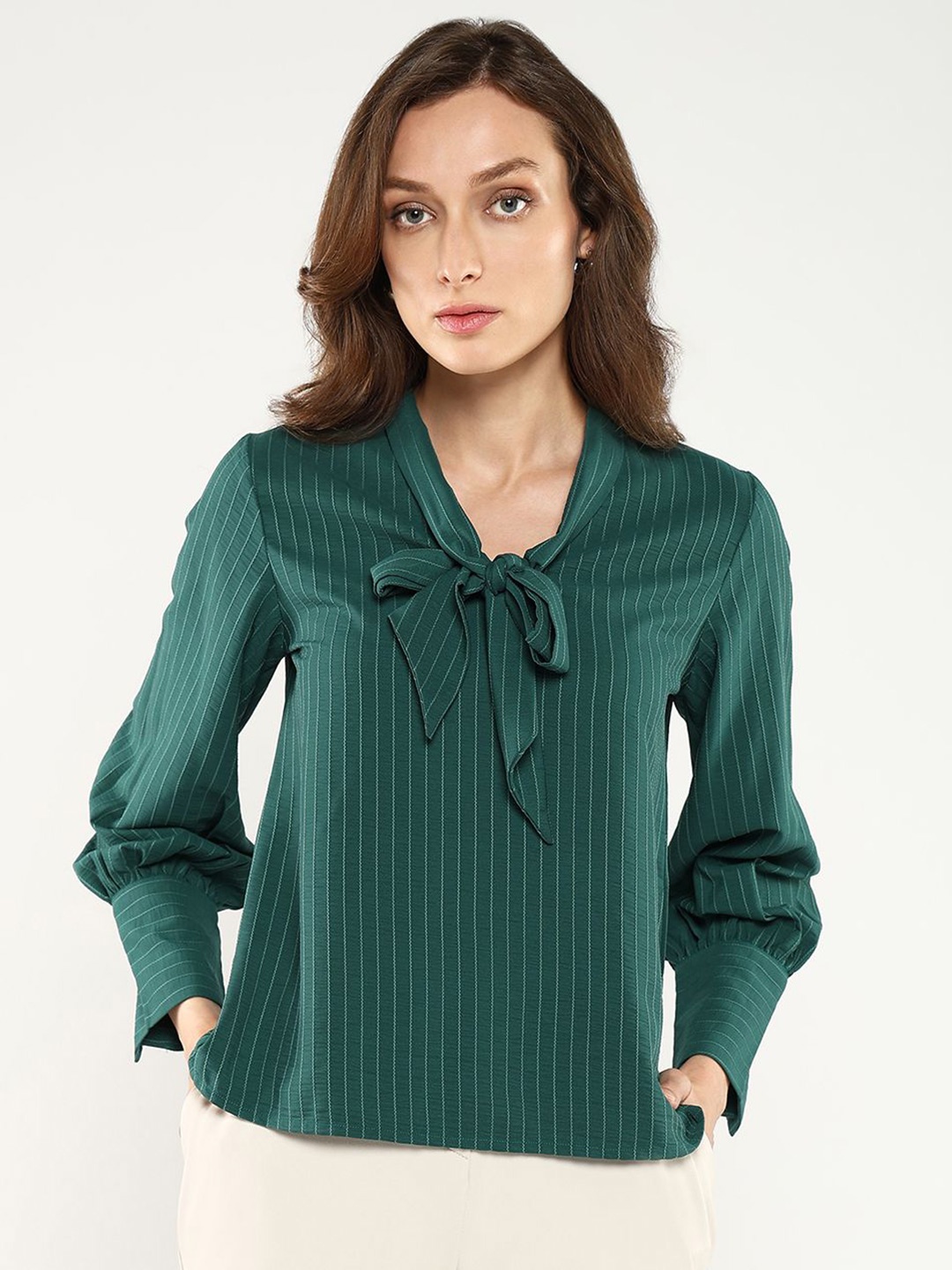 

RAREISM Tie-Up Neck Top, Green