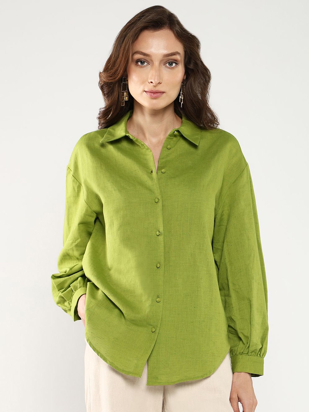 

RAREISM Cotton Shirt Style Top, Olive