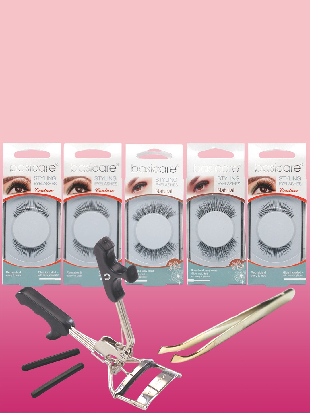 

basicare Set Of 5 Reusable Styling Eyelashes, Black