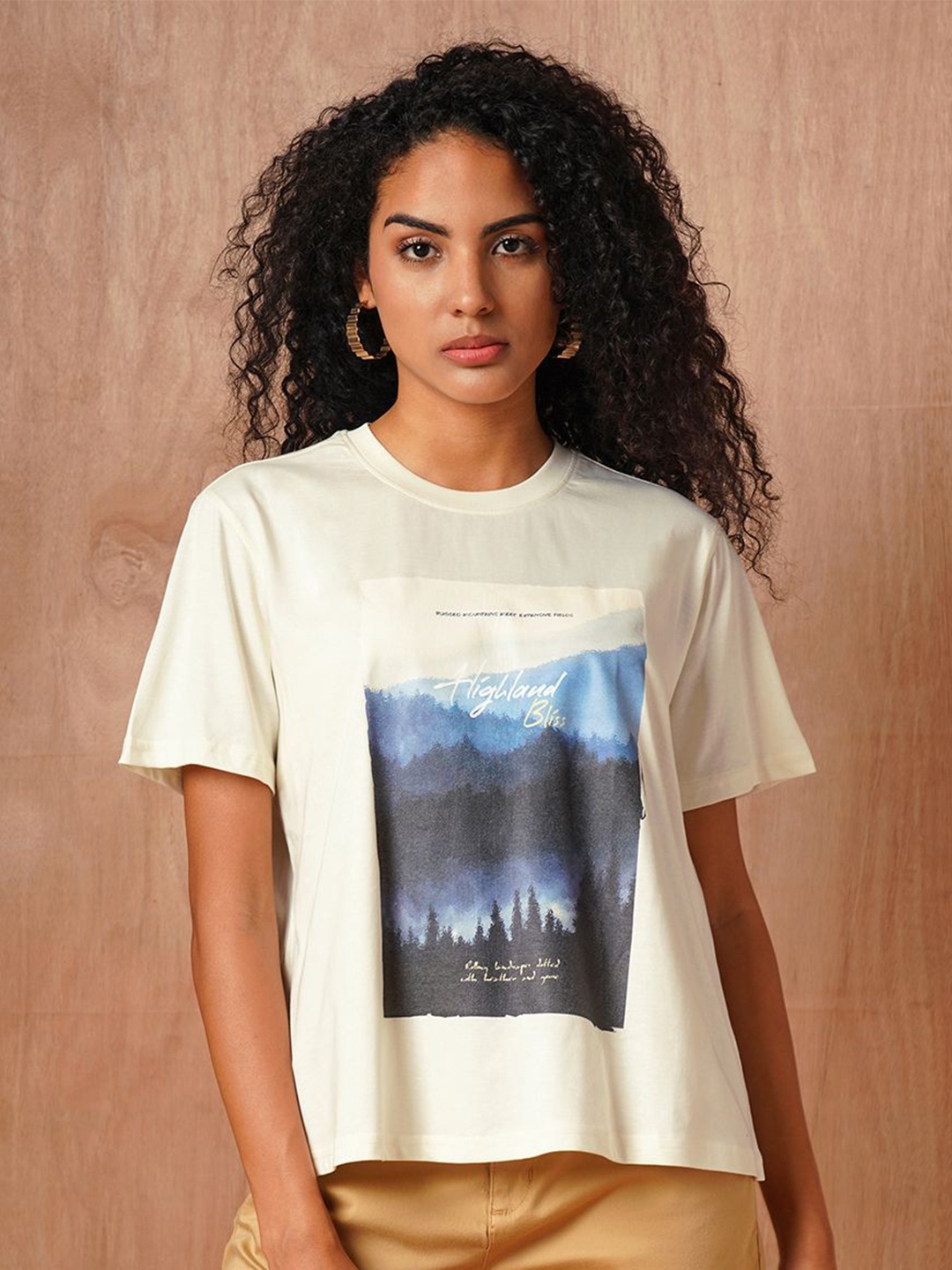 

The Roadster Lifestyle Co Printed Oversized Tshirts, Off white