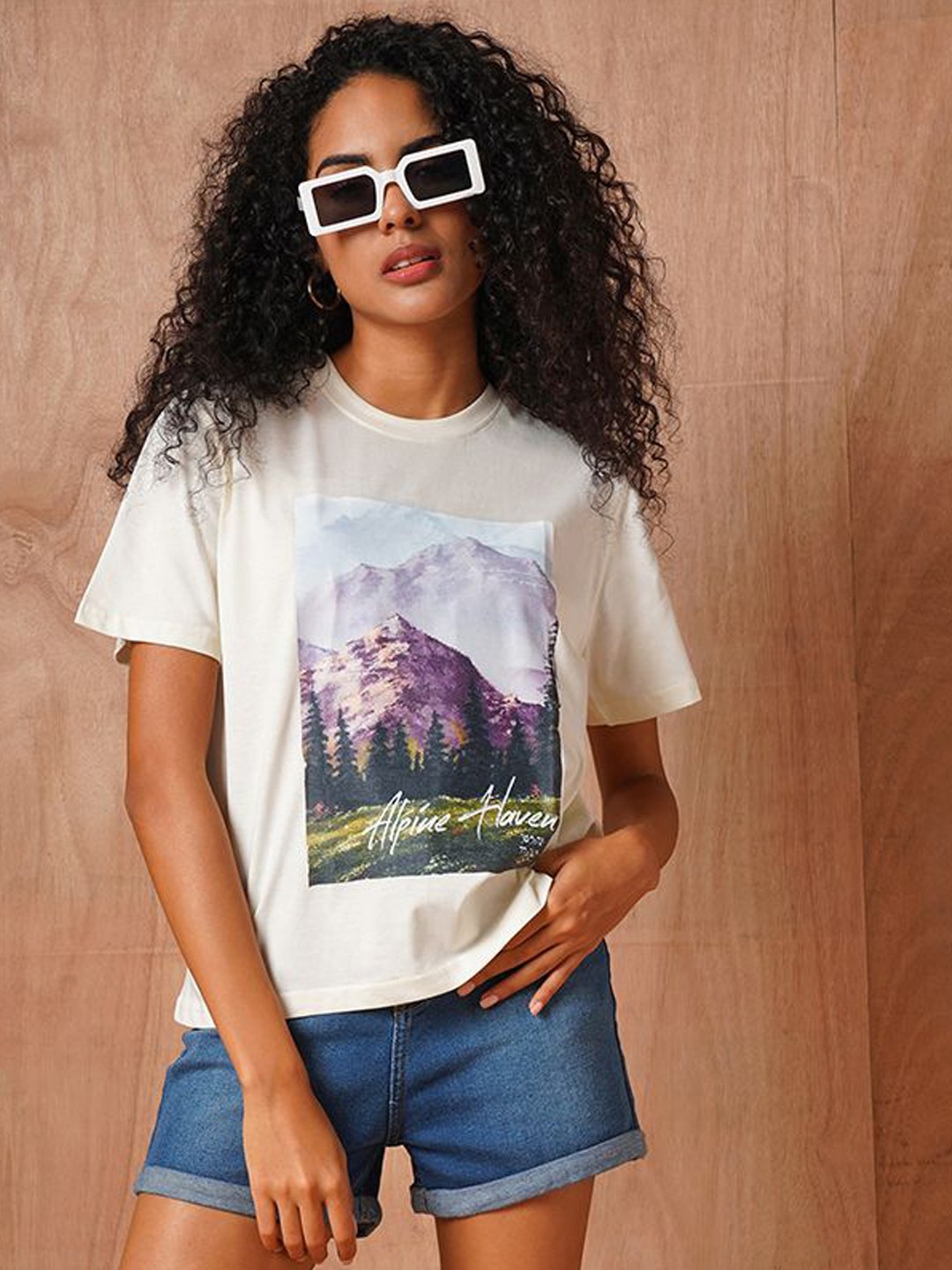

The Roadster Lifestyle Co Printed Oversized Tshirts, Off white
