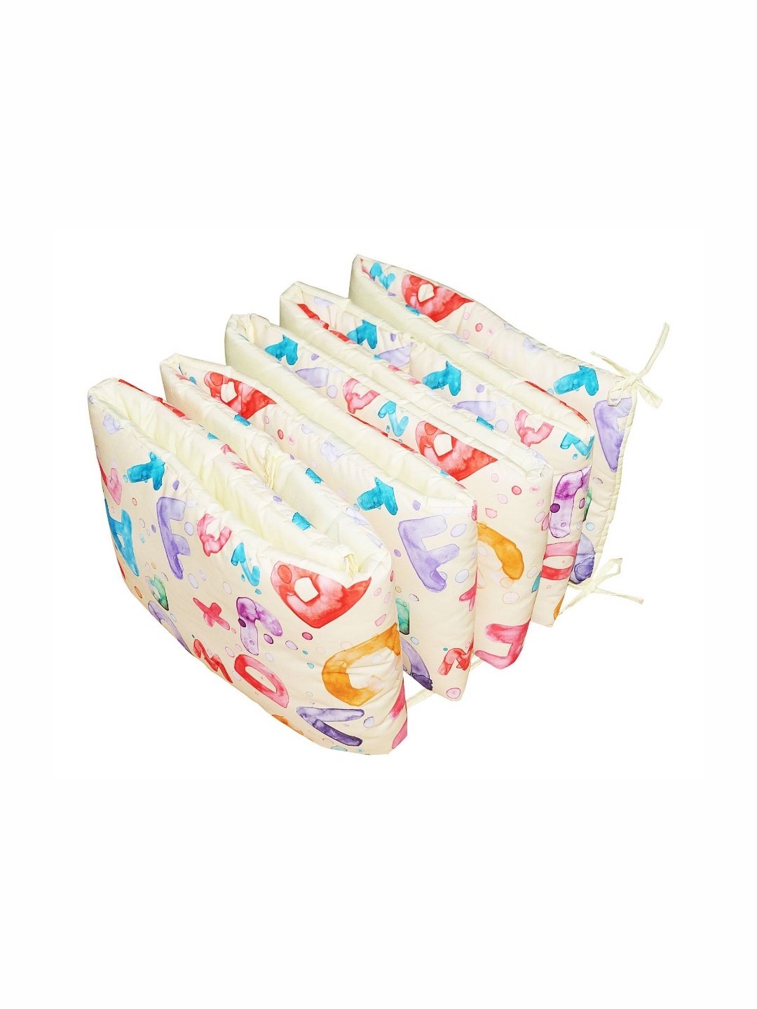 

OSCAR HOME Cream-Coloured & Pink Conversational Printed Cotton Crib Bed Bumber Bedding Set