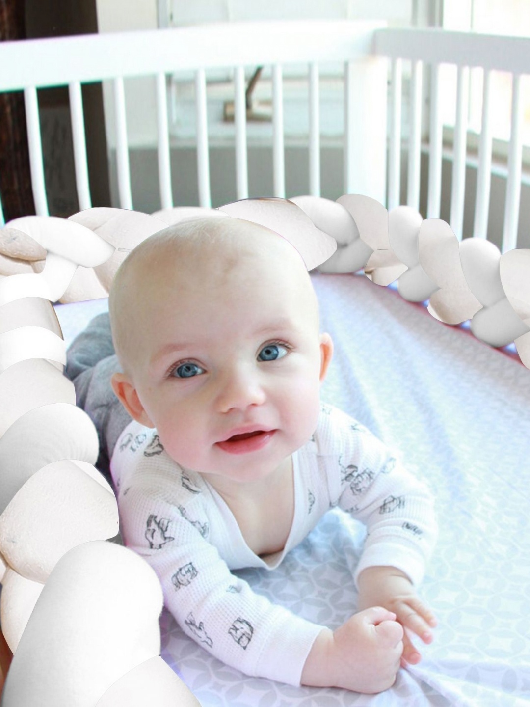 

OSCAR HOME White Ethnic Motifs Cotton Crib Bumper Regular Bedding Set