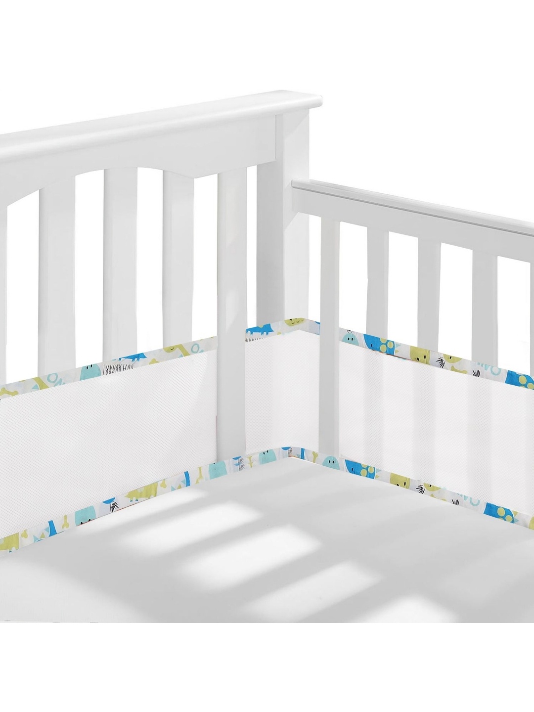 

OSCAR HOME White & Green Quirky Printed Cotton Breathable Mesh Crib Liner