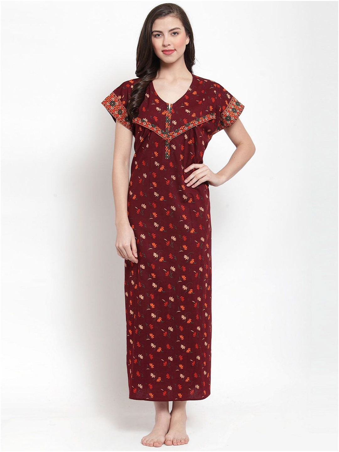 

Secret Wish Printed Maxi Nightdress, Maroon