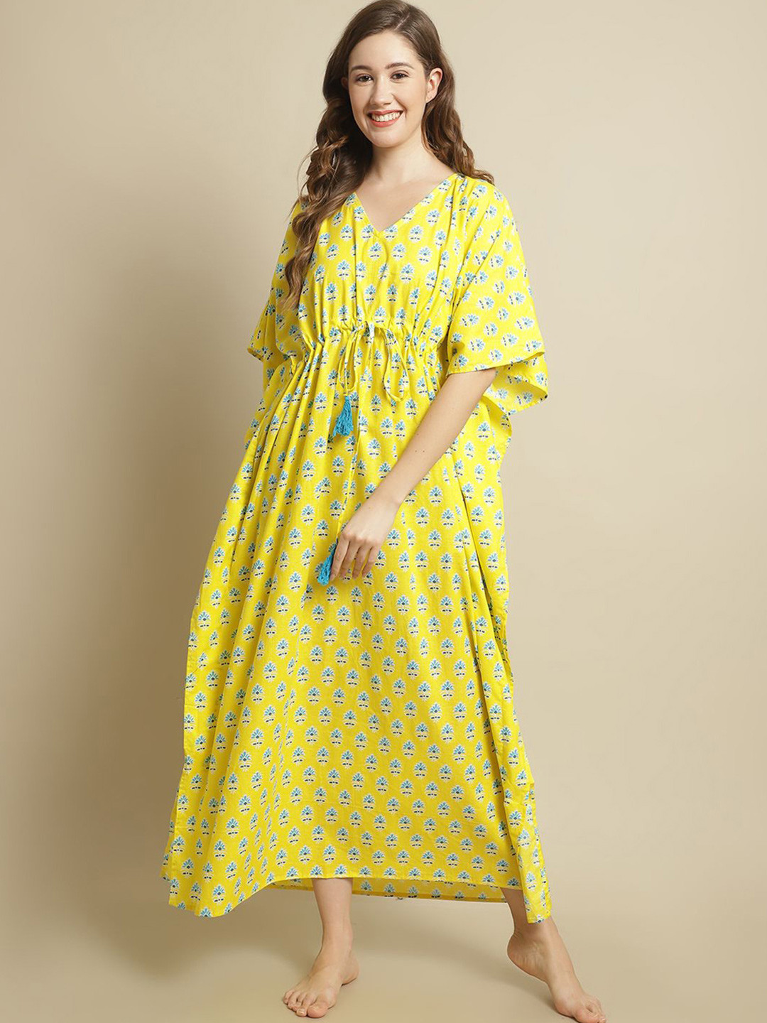 

Secret Wish Women's Floral Printed Maxi Nightdress, Yellow