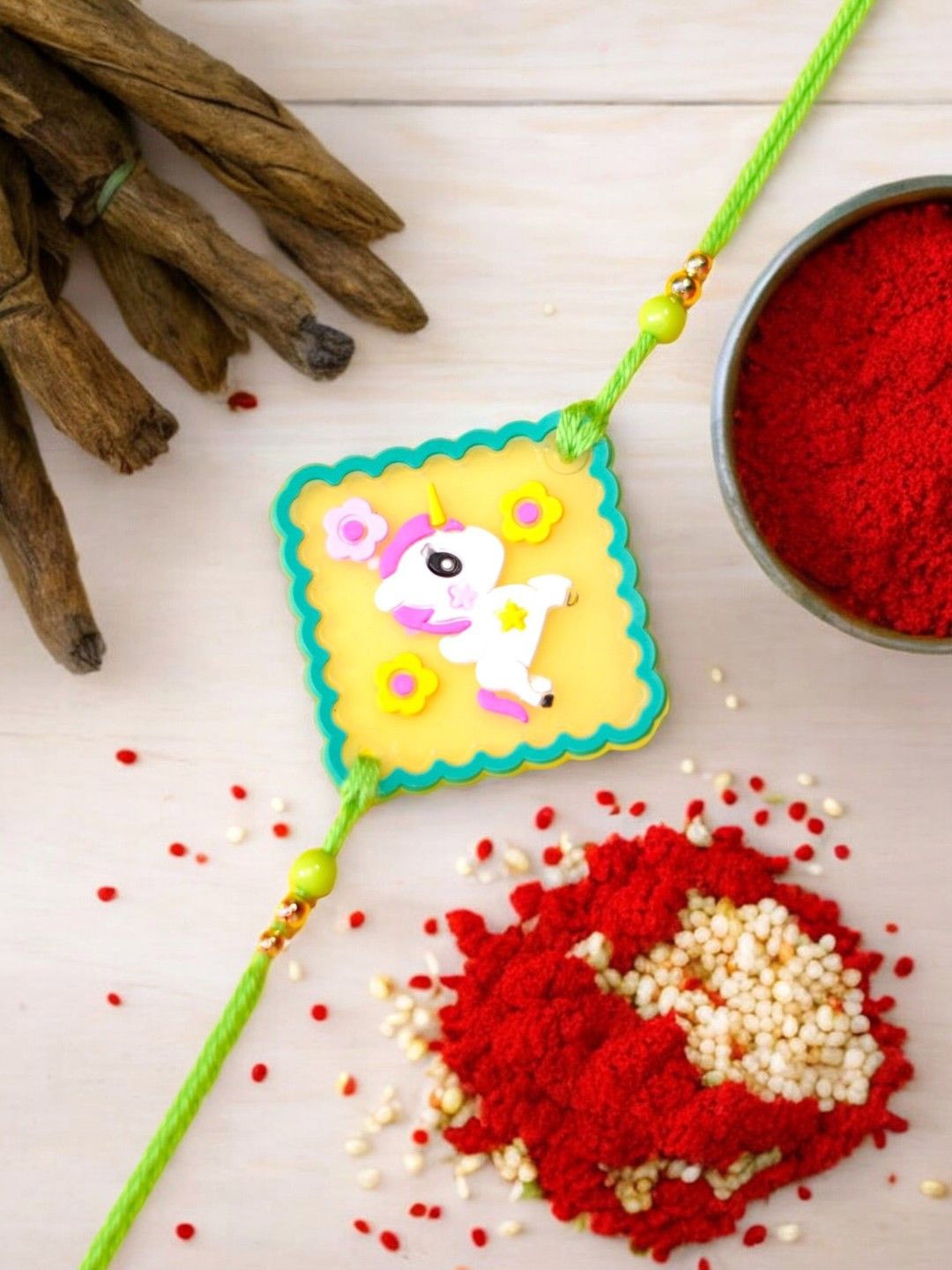 ADIVA Unicorn Shape Thread Rakhi, Pink