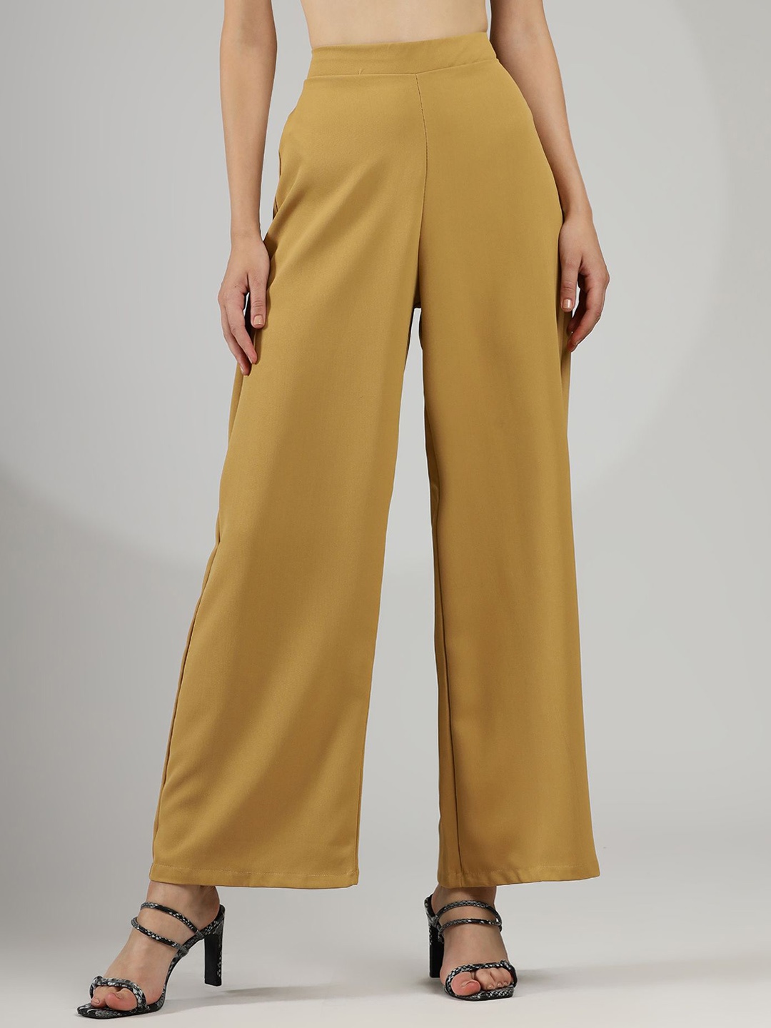 

WESTHOOD Women Relaxed Loose Fit High-Rise Parallel Trousers, Mustard