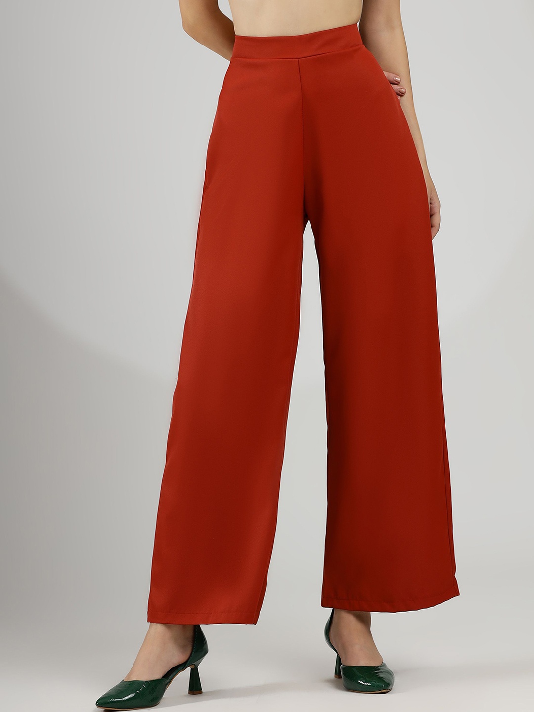 

WESTHOOD Women Relaxed High-Rise Wide Leg Trousers, Red