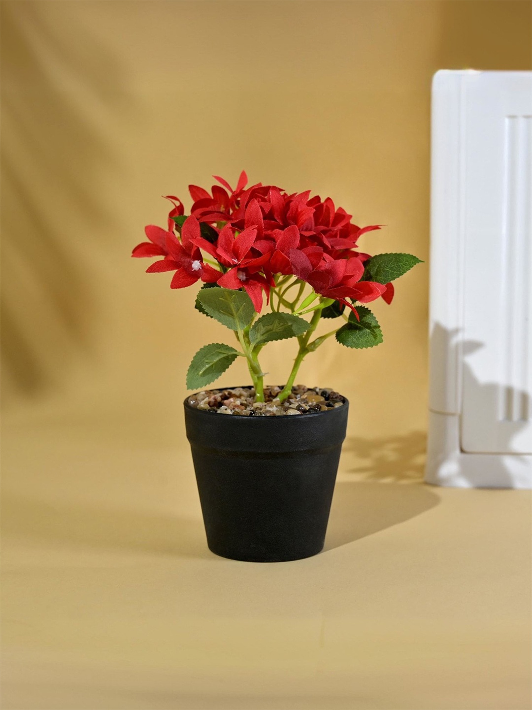 

Kuber Industries Red Trident Artificial Flower With Pot