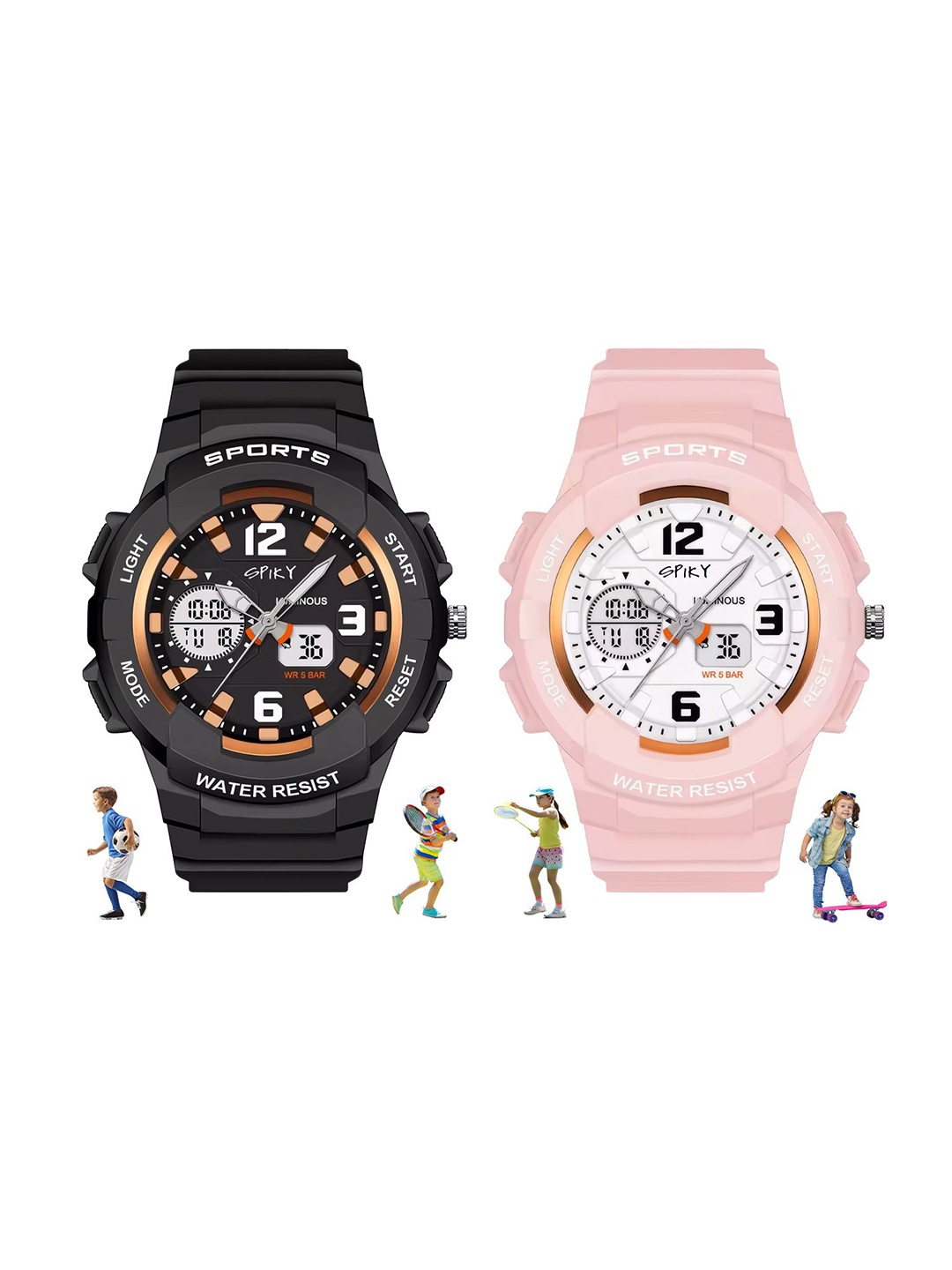 

Spiky Unisex Kids Patterned Dial & Bracelet Style Straps Analogue Multi Function Automatic Watch, Pink