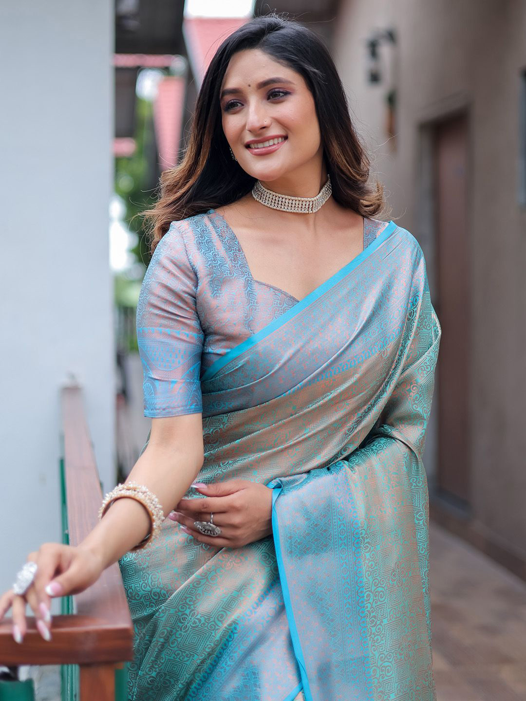 

Ishin Woven Design Kanjeevaram Saree, Blue