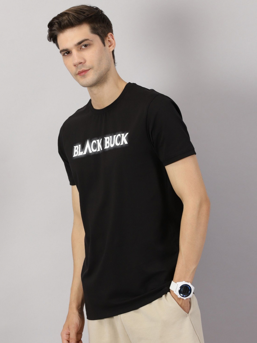 

BLACK BUCK Men Printed Cotton Crew Neck T-shirt