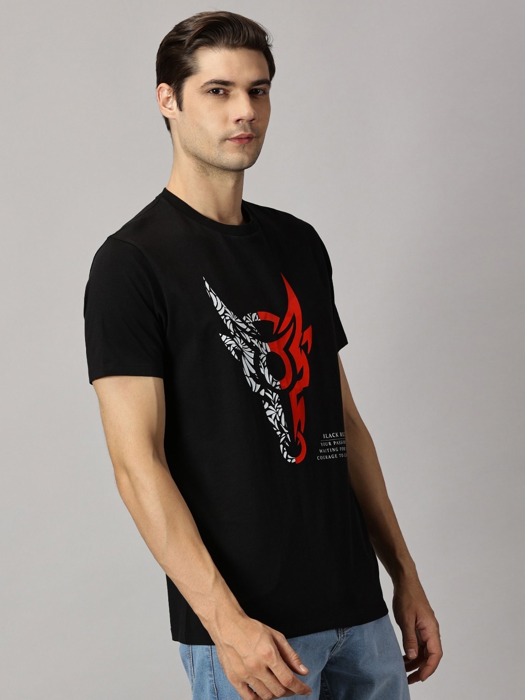

BLACK BUCK Men Printed Cotton Crew Neck T-shirt