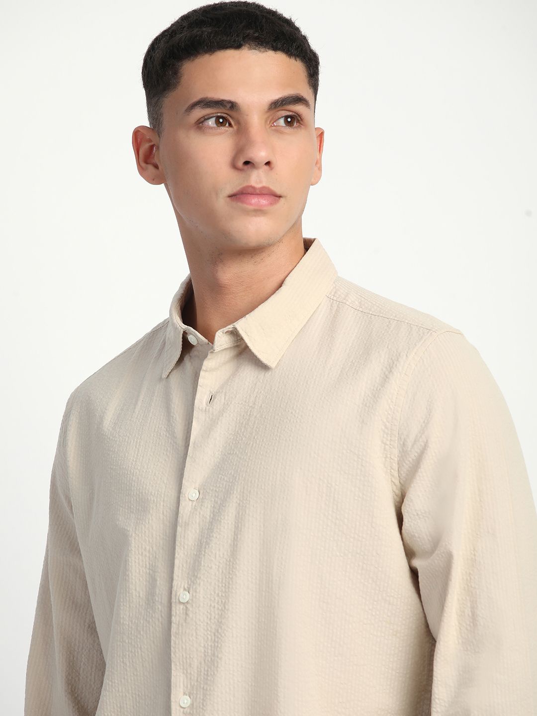

THE BEAR HOUSE Men Slim Fit Opaque Casual Shirt, Beige