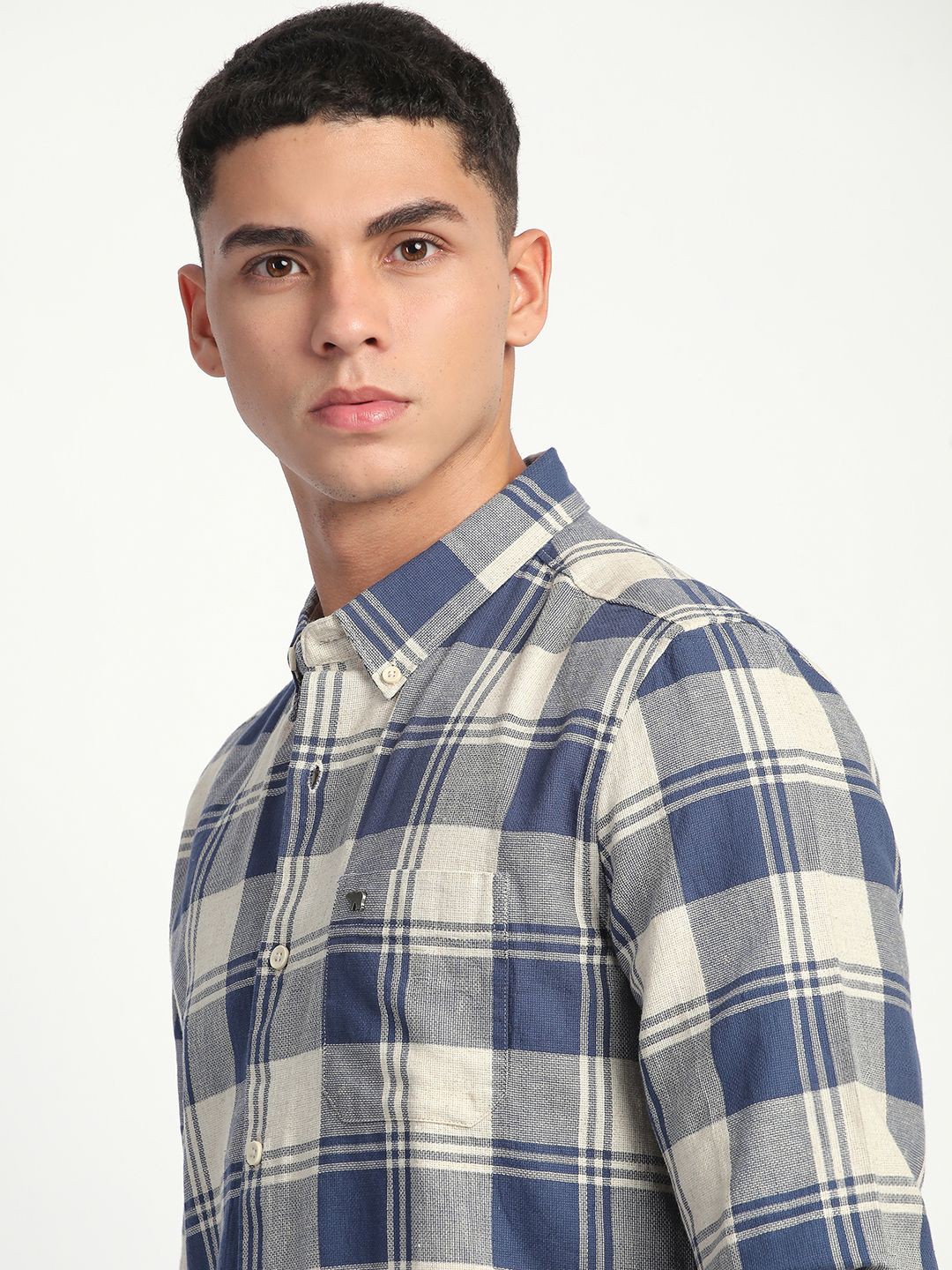 

THE BEAR HOUSE Men Slim Fit Tartan Checks Opaque Checked Casual Shirt, Blue