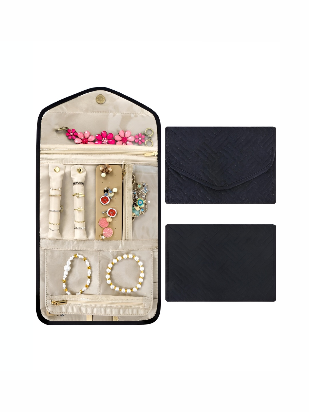 

HOUSE OF QUIRK Black Foldable Cotton Jewellery Organiser