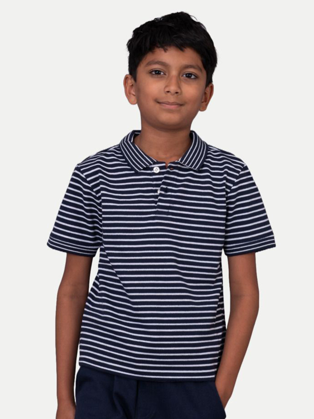 

BAESD Boys Striped Polo Collar Pockets T-shirt, Blue