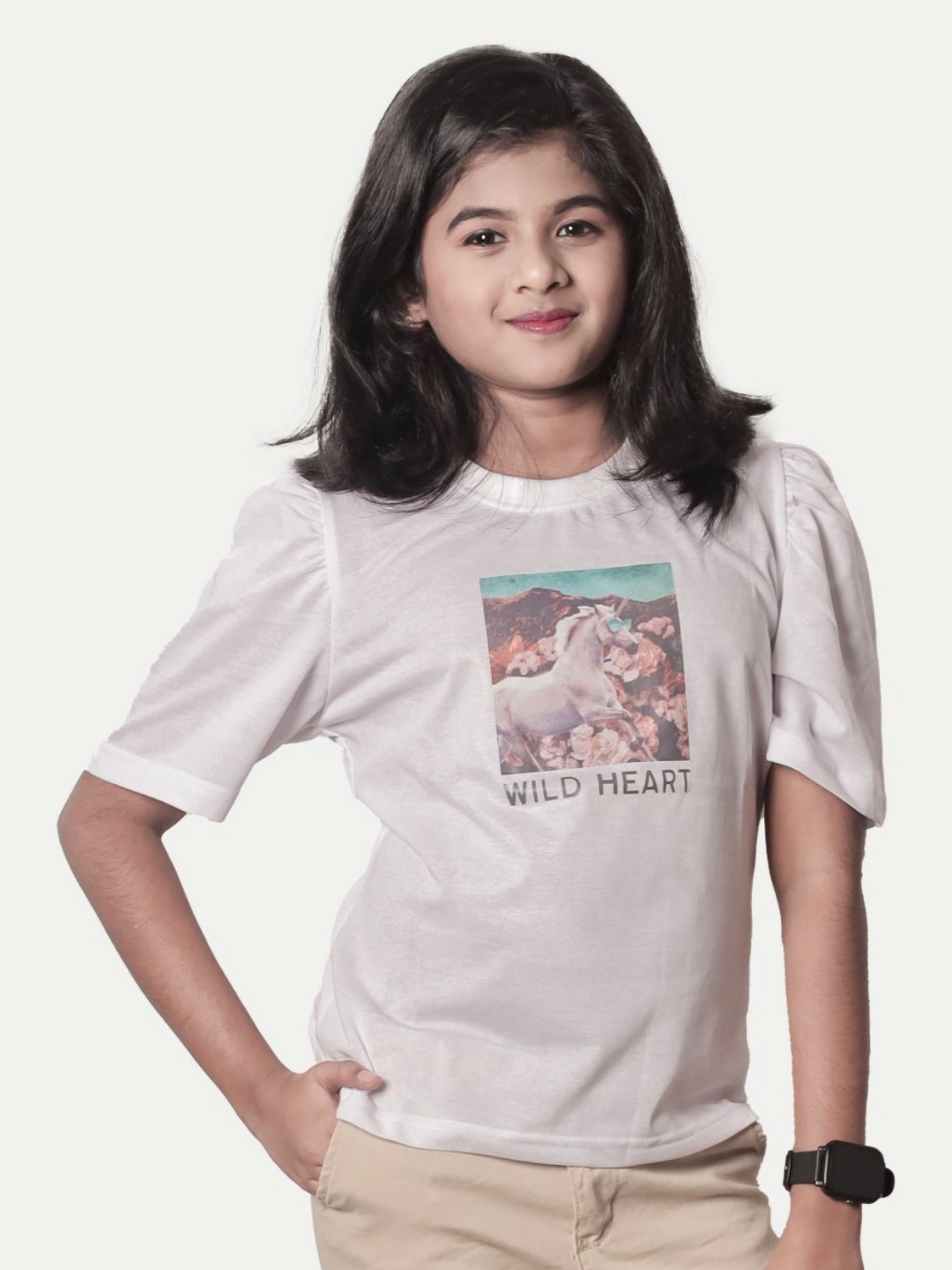 

BAESD Girls Printed T-shirt, White