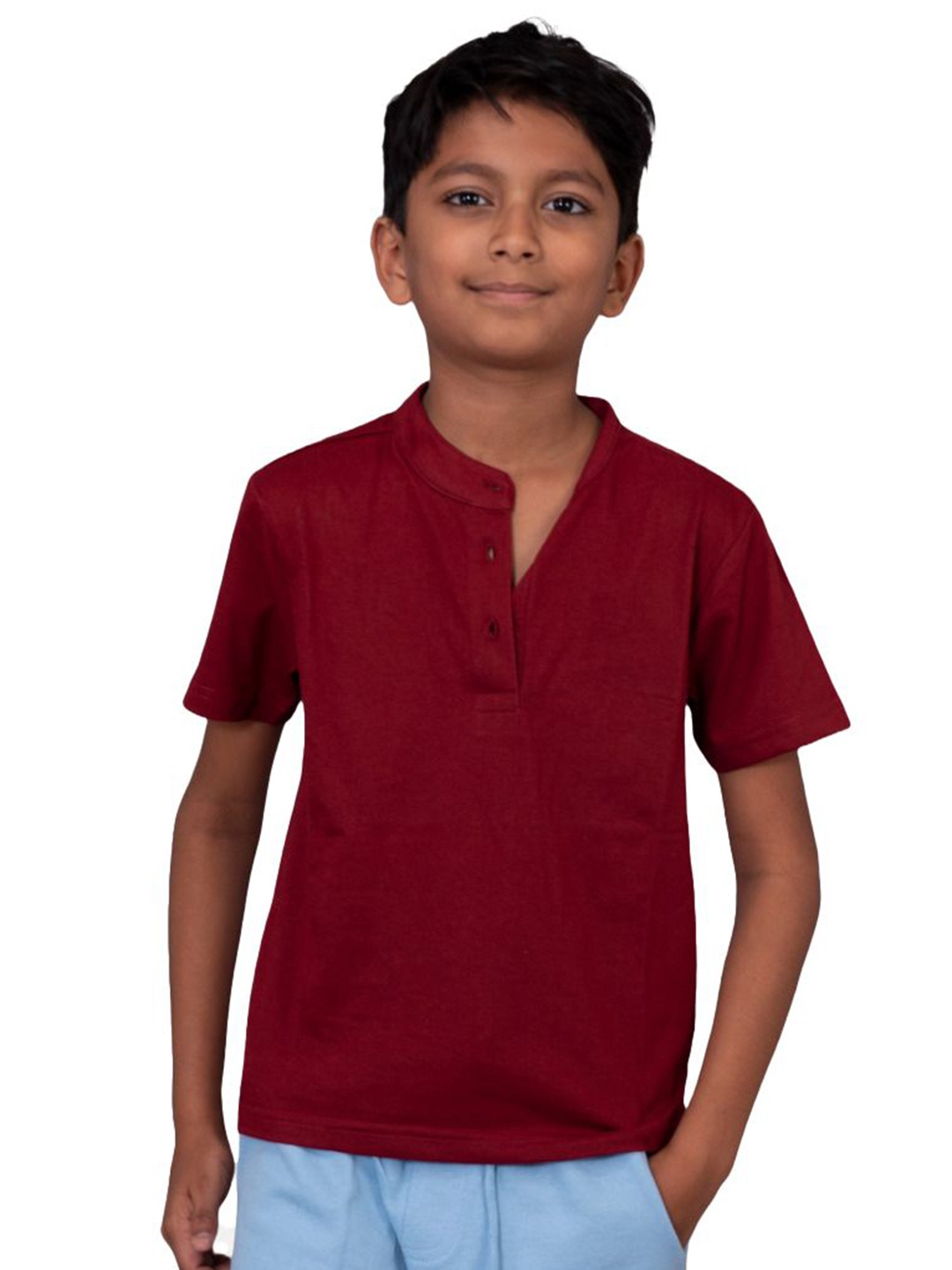 

BAESD Boys Henley Neck Pockets T-shirt, Maroon