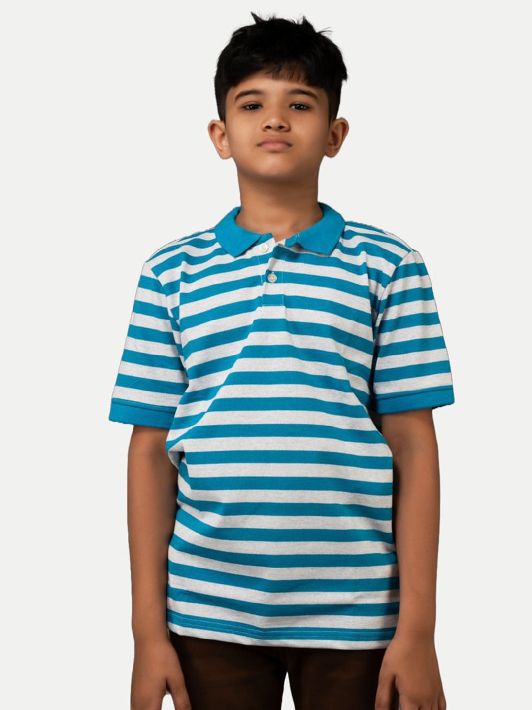 

BAESD Boys Striped Polo Collar Pockets T-shirt, Blue