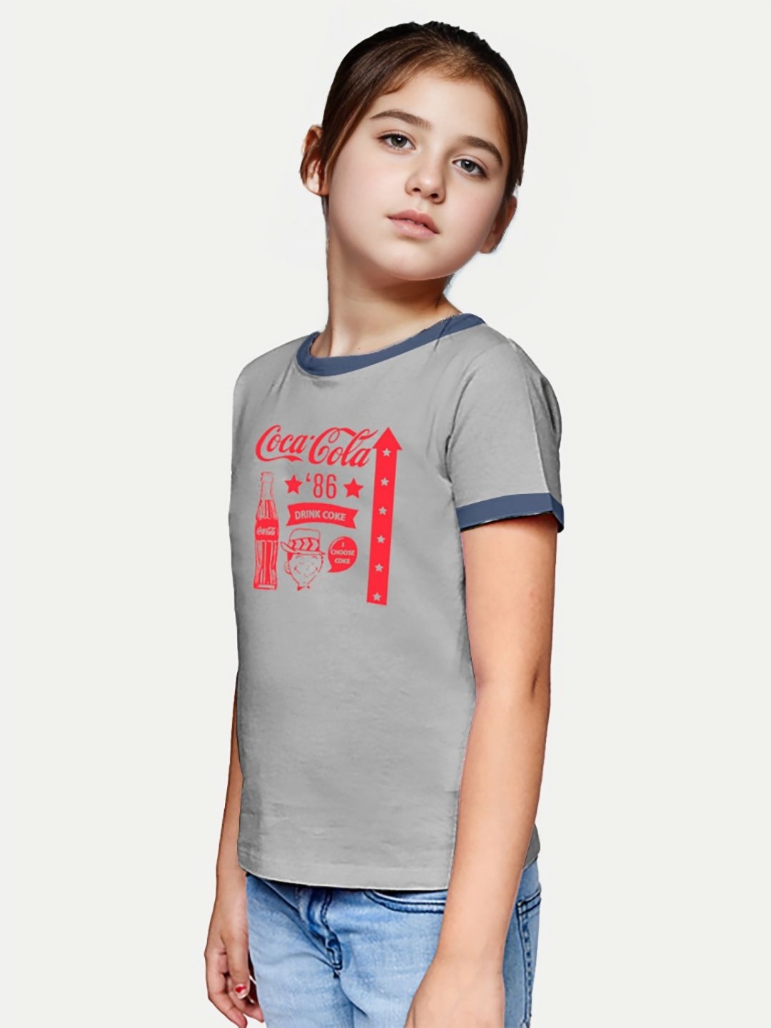 

BAESD Girls Typography Printed Drop-Shoulder Sleeves Applique T-shirt, Beige