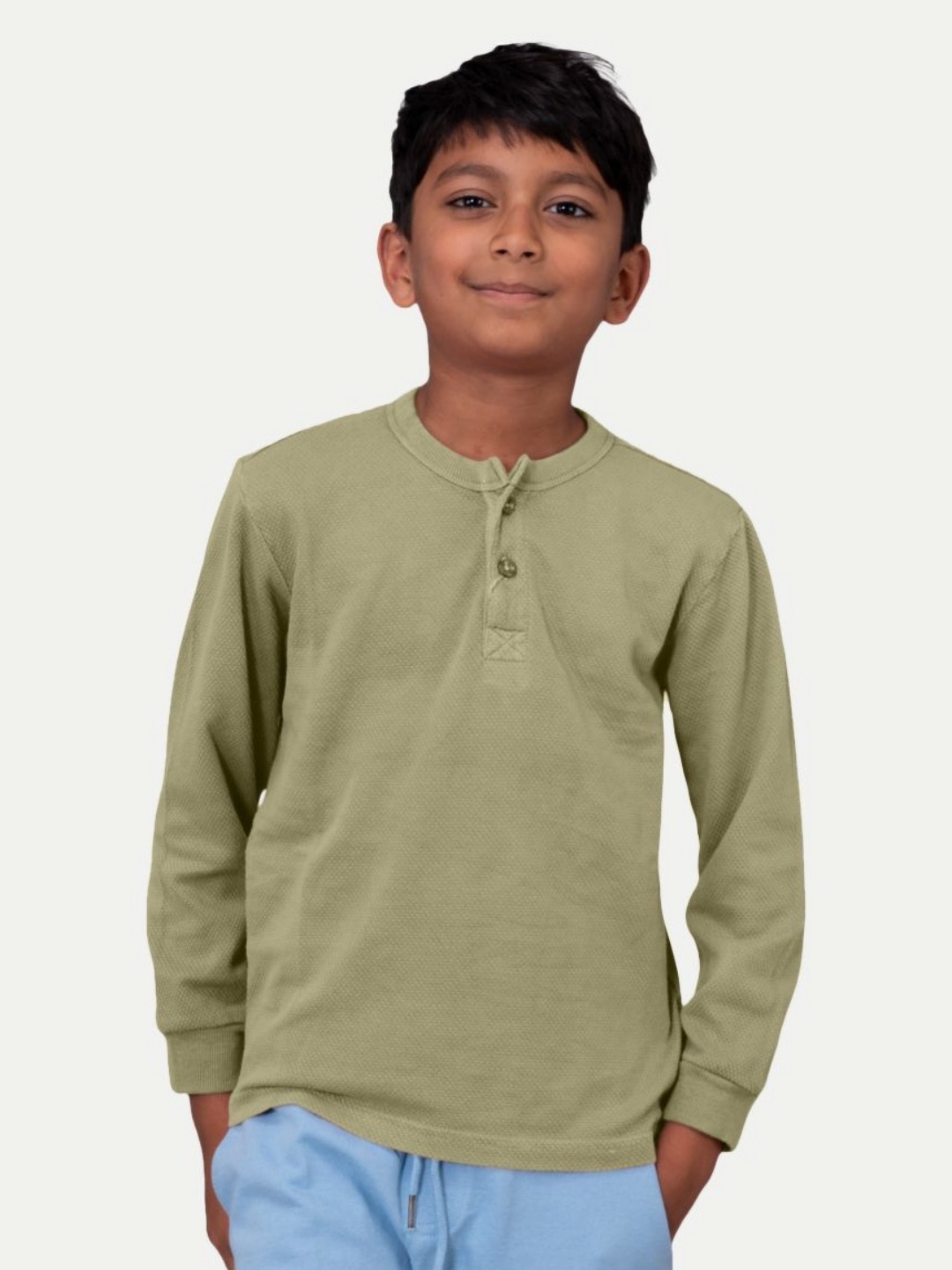 

BAESD Boys Henley Neck Pockets T-shirt, Green