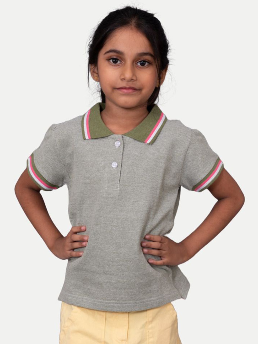 

BAESD Girls Polo Collar Pockets T-shirt, Green