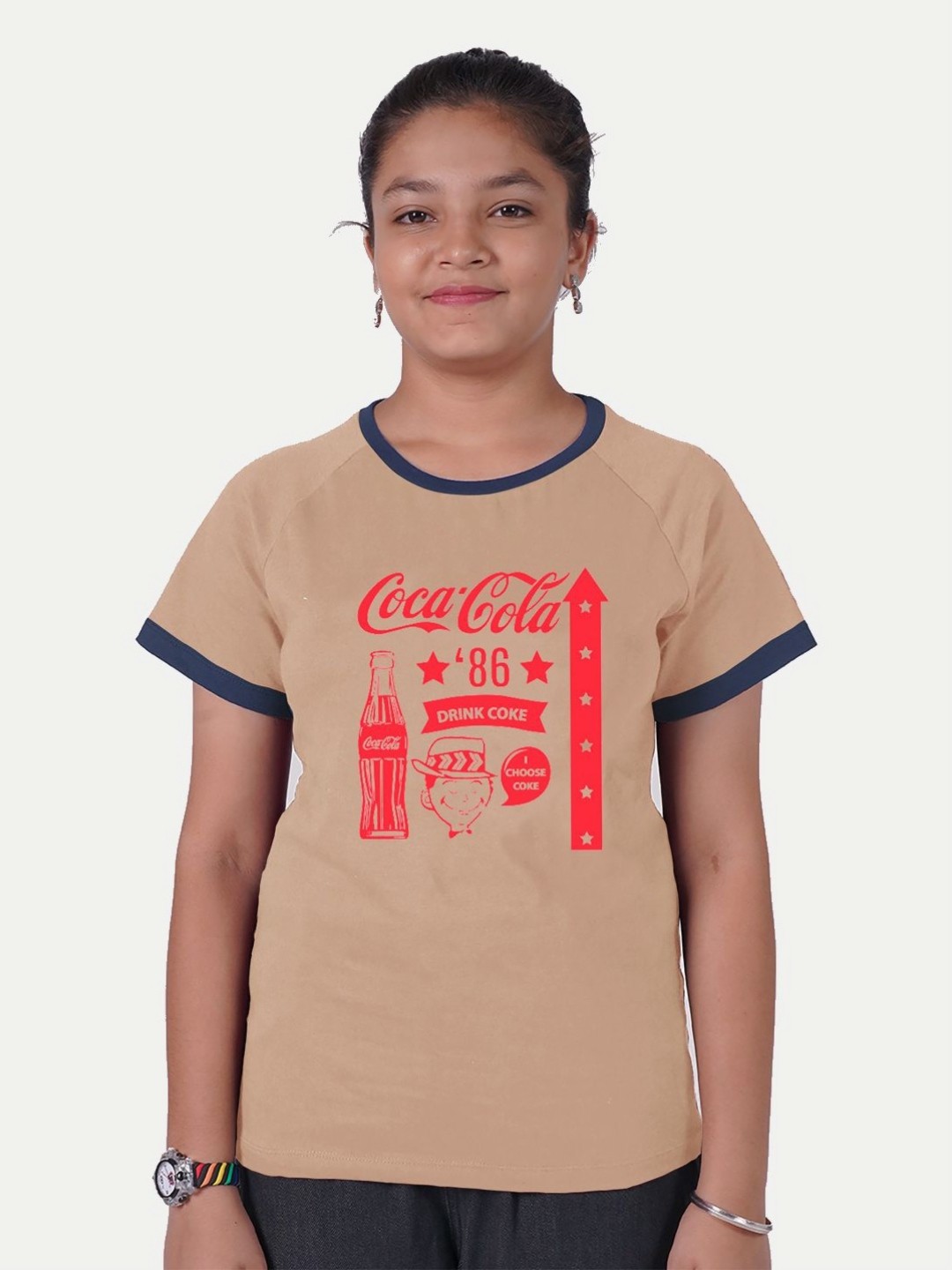 

BAESD Girls Typography Printed Applique T-shirt, Grey