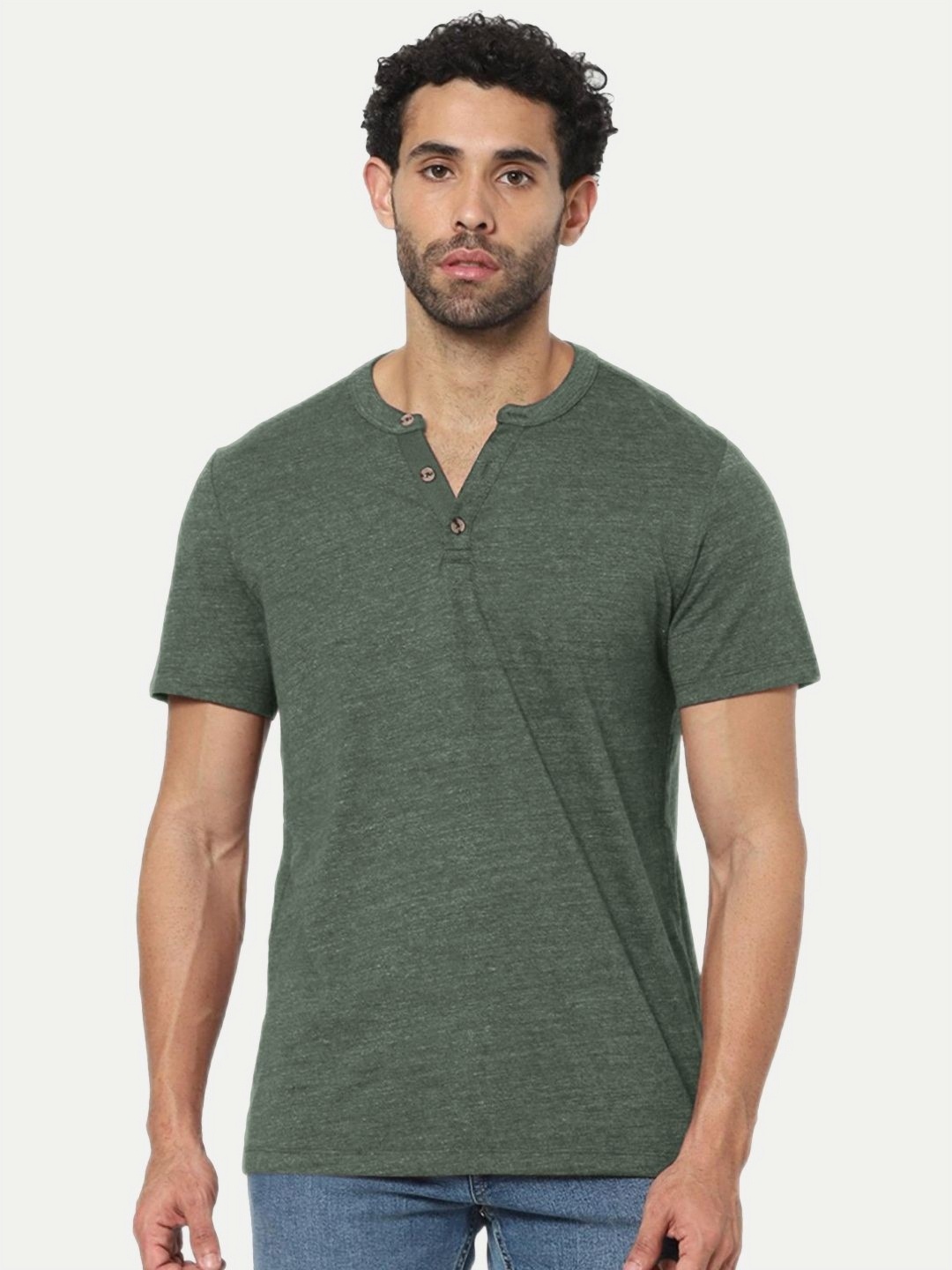 

BAESD Boys Henley Neck Raw Edge T-shirt, Green