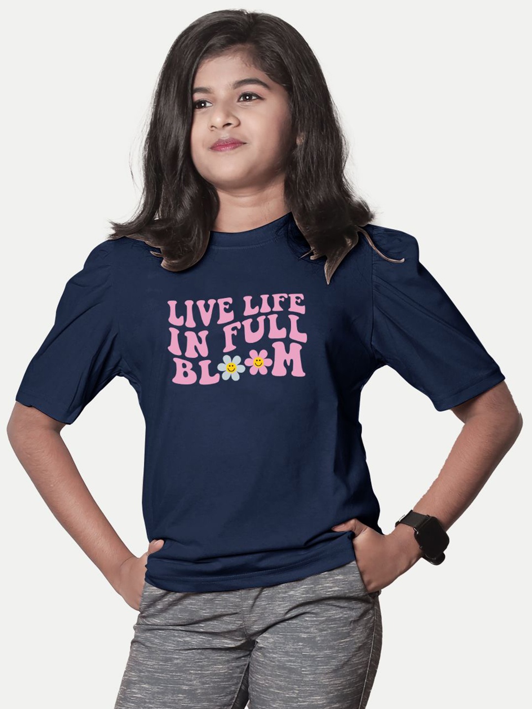

BAESD Girls Typography Printed Polo Collar Pockets T-shirt, Blue