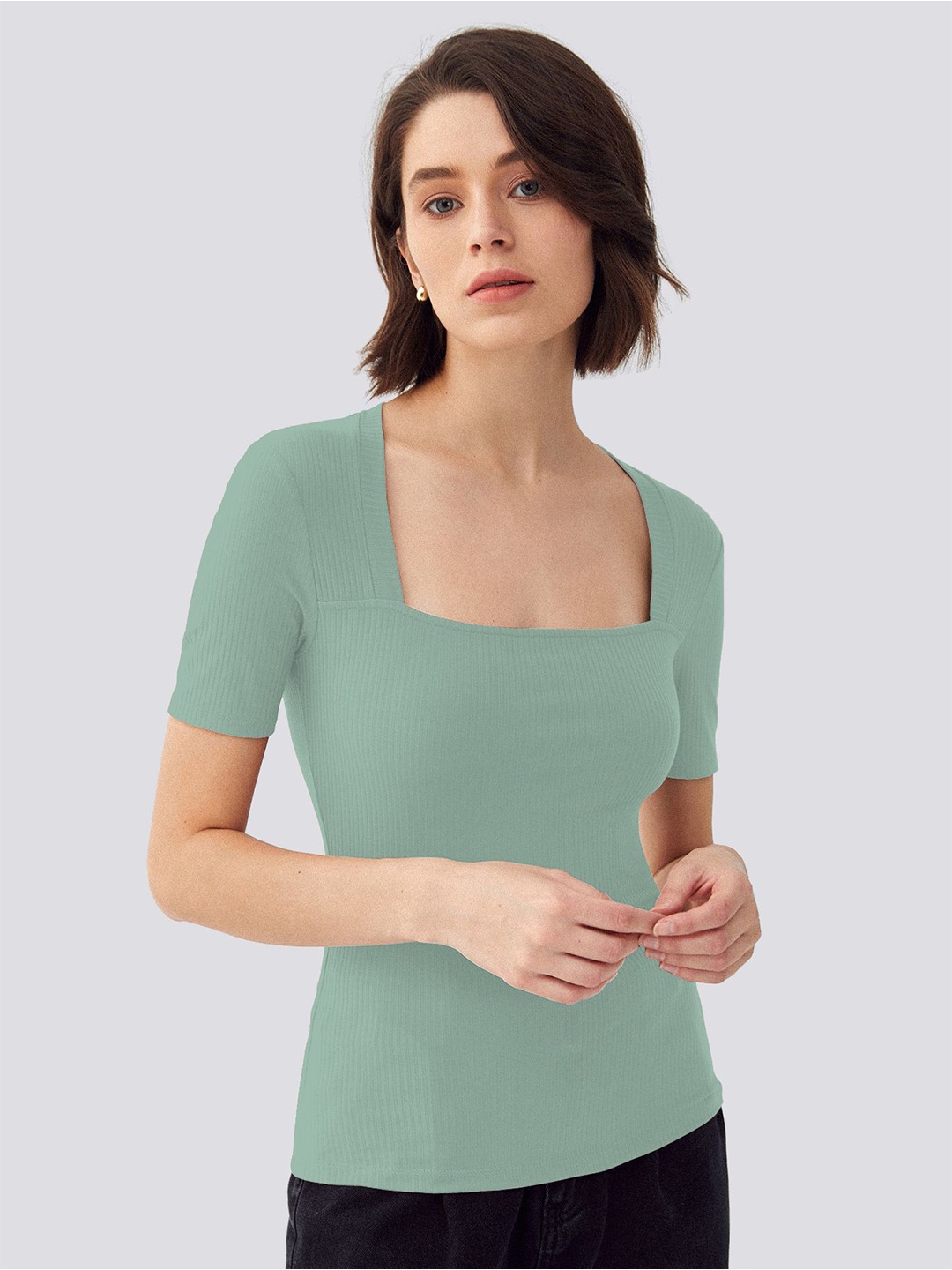 

BAESD Sheen Sheer Top, Teal