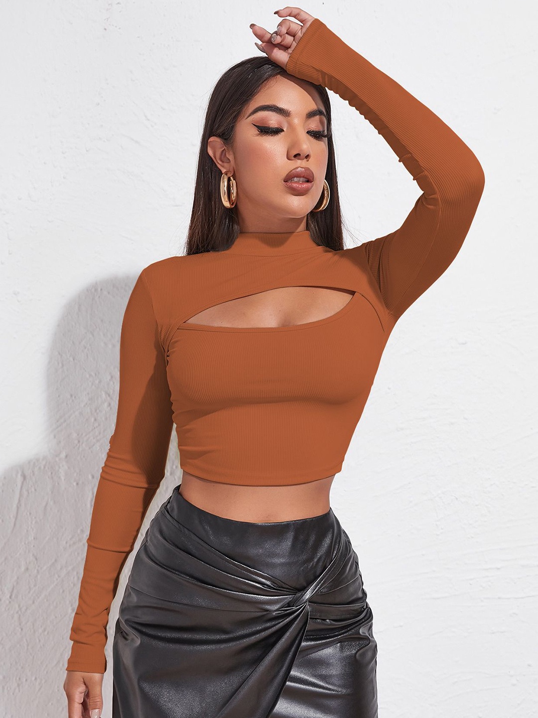 

BAESD Sheen Sheer Crop Top, Orange