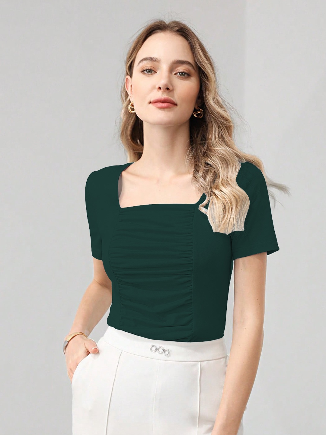 

BAESD Striped Sheer Top, Green