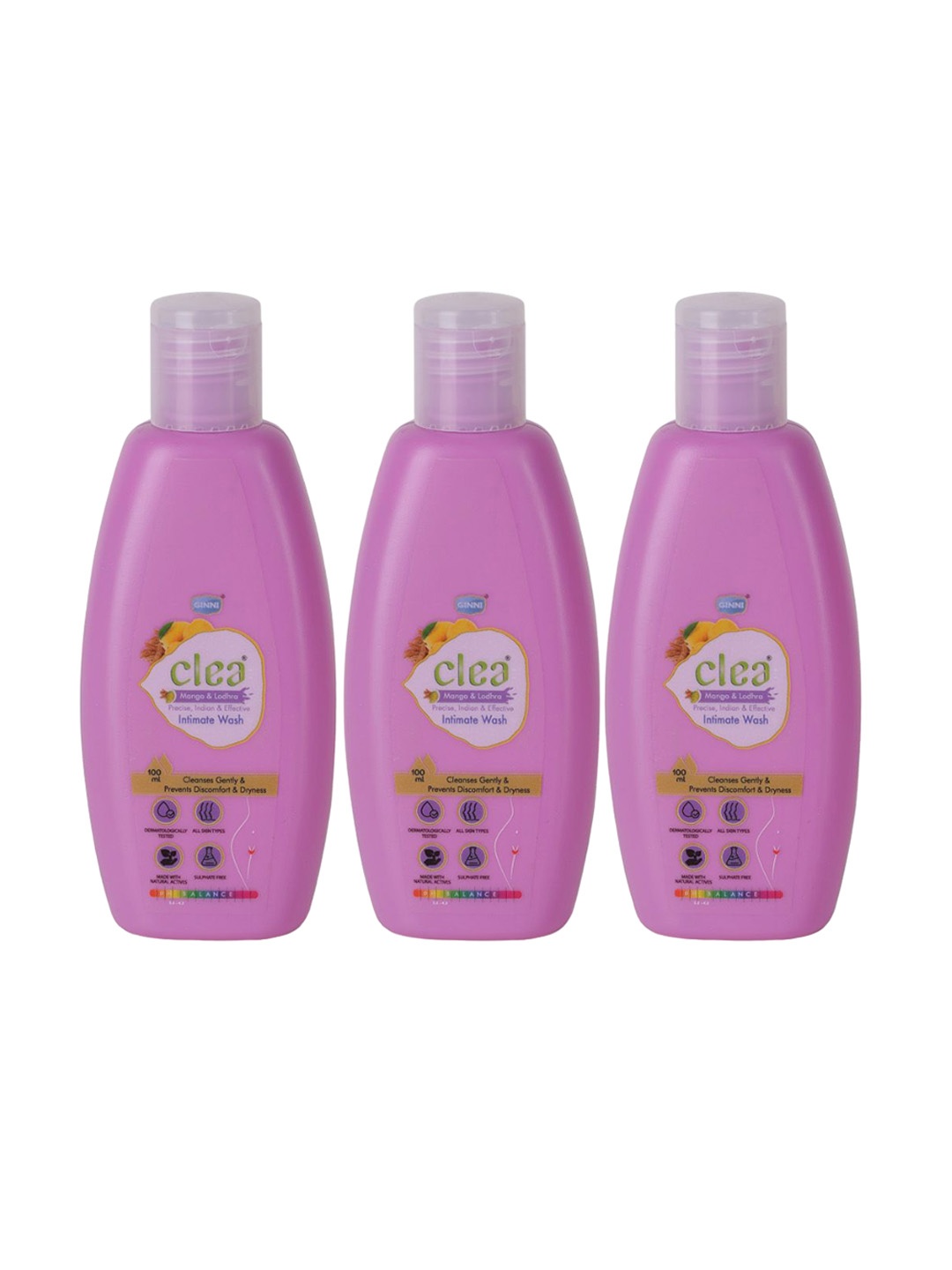 

Clea Women Set of 3 Mango & Lodhra Intimate Wash - 100ml Each, Purple
