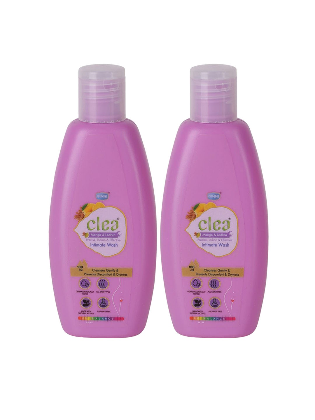 

Clea Women Set Of 2 Mango & Lodhra Intimate Wash - 100ml Each, Purple