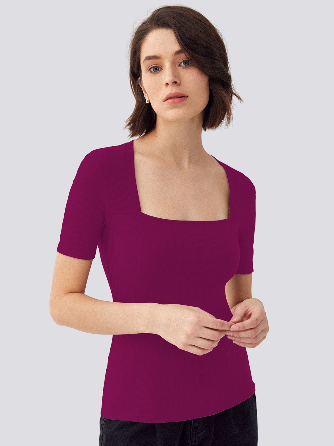 

BAESD Sheen Sheer Top, Magenta